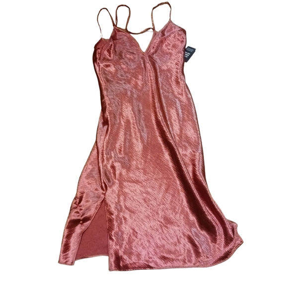 Express Dresses & Skirts - Express Rose Gold Shimmering Satin Slip Dress Ladies Size 6 NWT - see ad